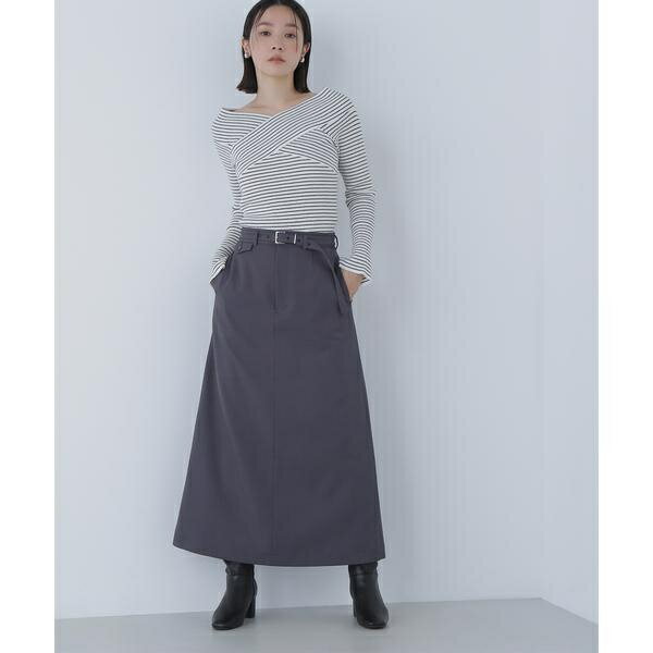 ベルテッドセミフレアロングスカート／ナチュラルビューティーベーシック（NATURAL BEAUTY BASIC）