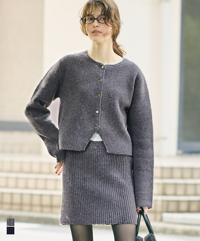 縮絨ニットミニスカート 全2色／コカ（coca）のサムネイル