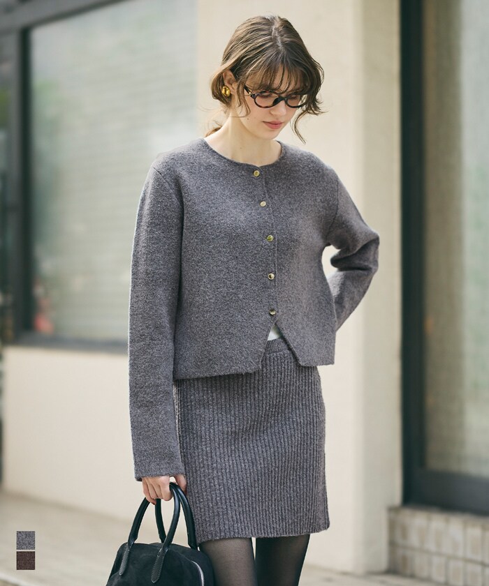 縮絨ニット金釦カーディガン 全2色／コカ（coca）のサムネイル