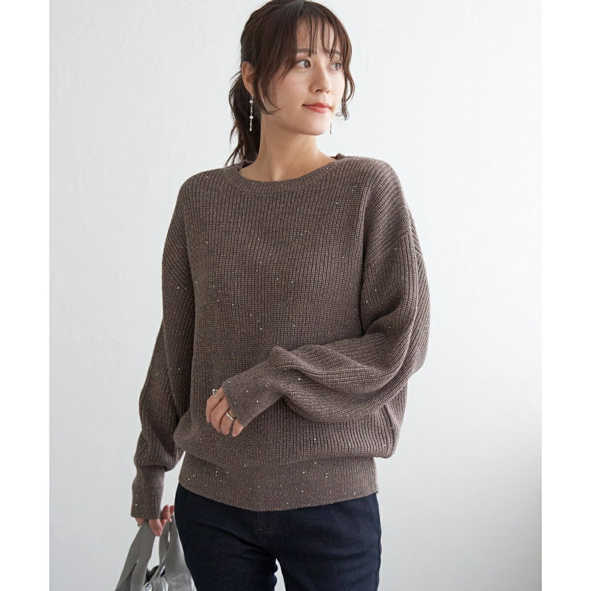 ラメスパンコールニットプルオーバー／イッカ（ikka）