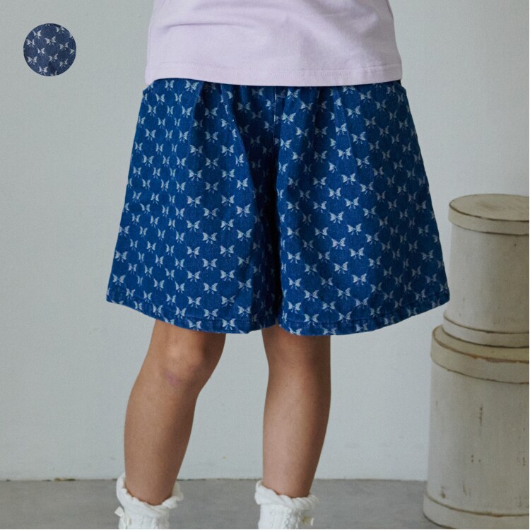 Long-Trousers, Trousers - リボン柄デニムキュロット／クレセント（Crescent）
