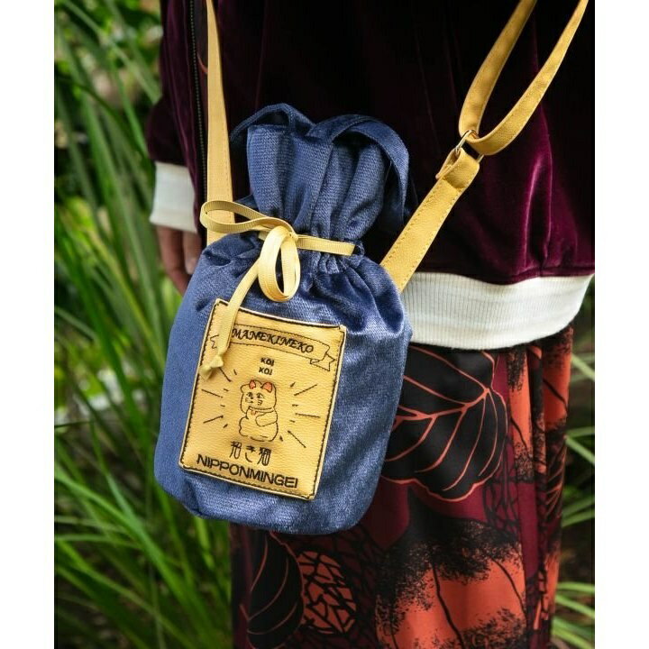 【カヤ】民芸ベロア巾着ミニショルダーバッグ／カヤ（kaya）