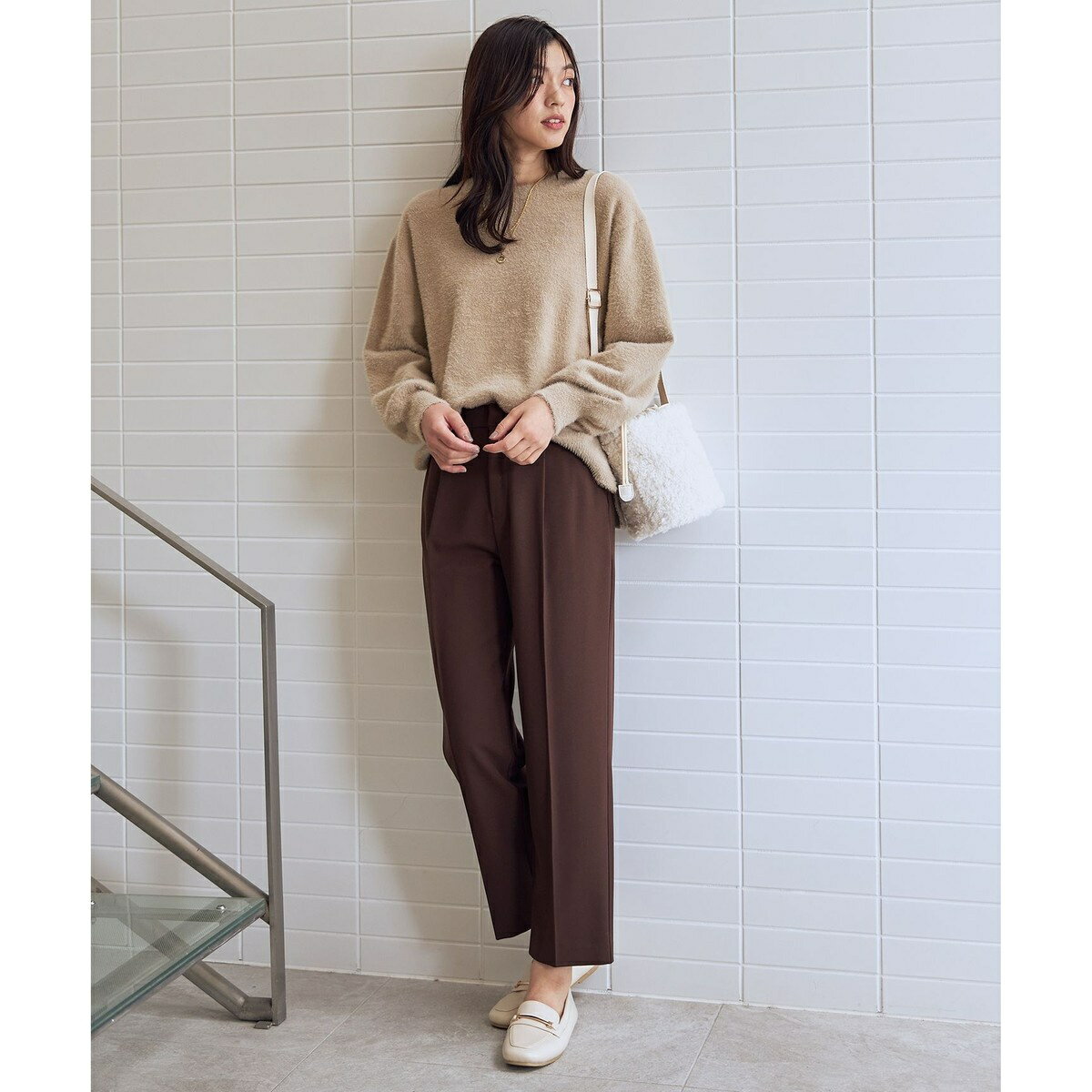 【6サイズ展開/裏起毛/ウエストゴム】ウォームテーパードパンツ／エニィ（ANY）