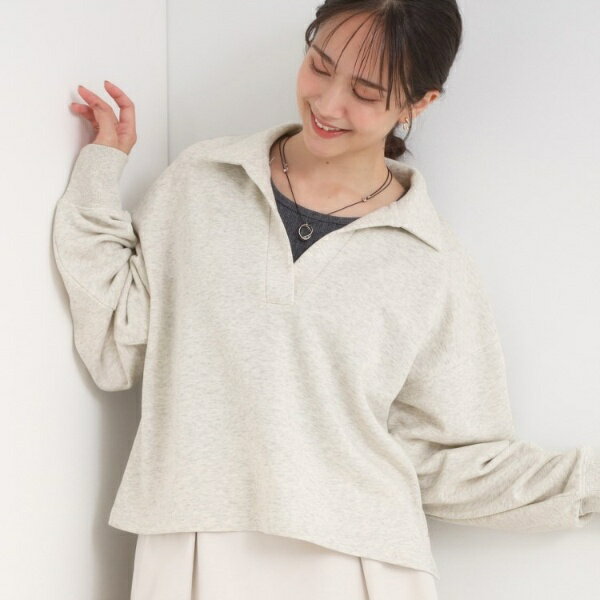 【なめらかタッチ洗濯機可】スキッパーポロスウェット／キューティーブロンド（Cutie Blonde）