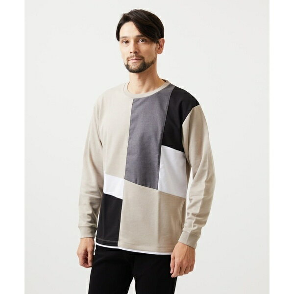 【ゆったりサイズ】ブロック切り替え長袖カットソー／MKオム（MK homme）