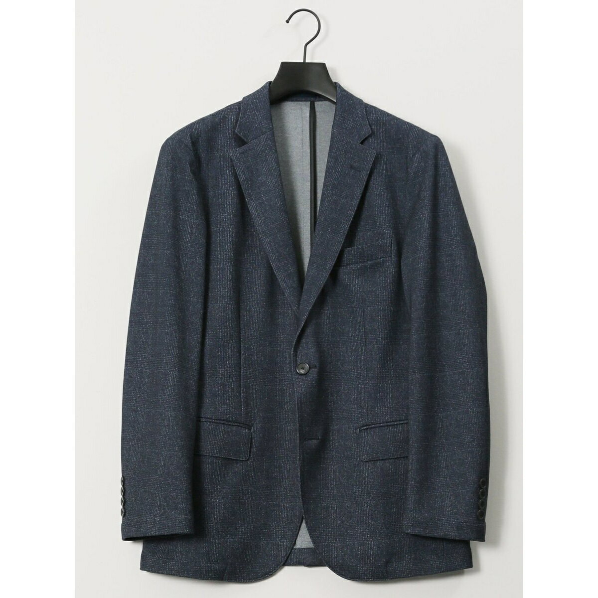 【ストレッチ イージーケア】タカキュー 2ボタンジャケット チェック紺(セットアップ可能)/タカキュー(TAKA-Q)