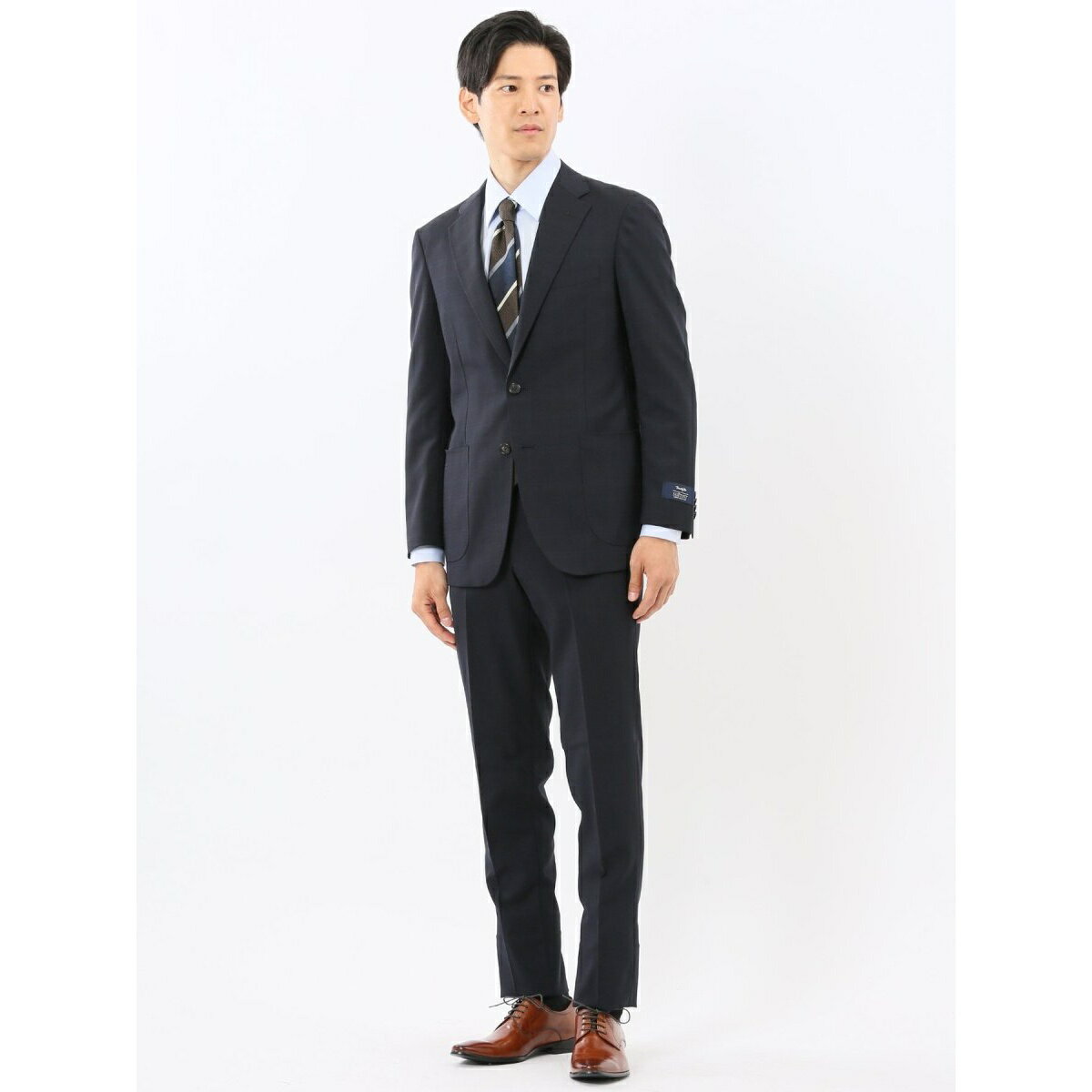 【マルゾット ウール混】 スーティスト 2ボタン2ピース スーツ チェック紺(セットアップ可能)／タカキュー（TAKA-Q）