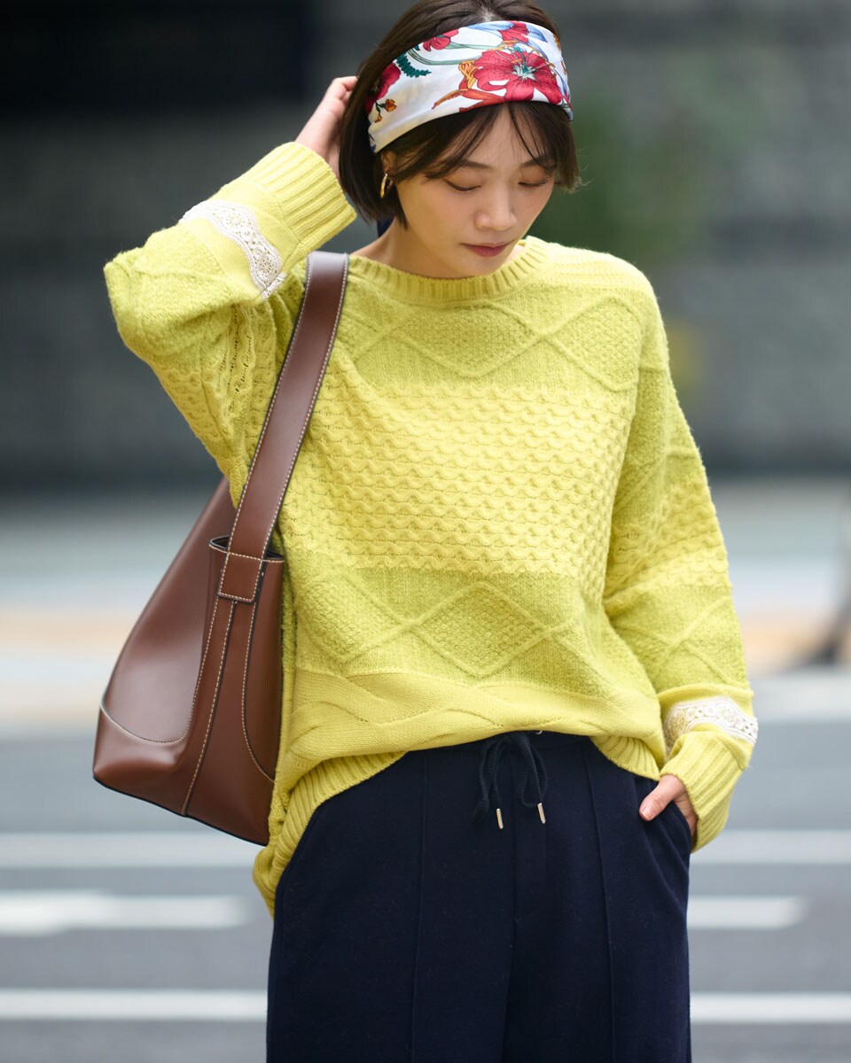 ケーブルニットプルオーバー／ゴールデンベア ホワイトレーベル（Golden Bear White Label）