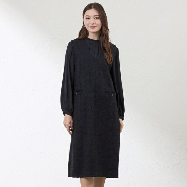 【Anniversary Piece】【尾州素材】ツイードジャンパードレス／アマカ（AMACA）