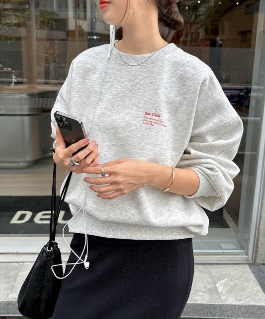 裏起毛 ロゴ 刺繍 ワンポイント スウェット トップス／アンドミー（andme）