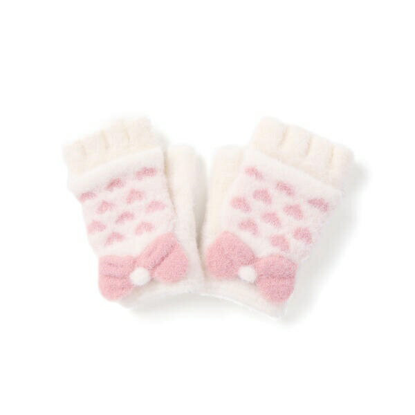 ミトン指なし2WAYハートいっぱいリボン手袋／スラップスリップ（SLAP SLIP）