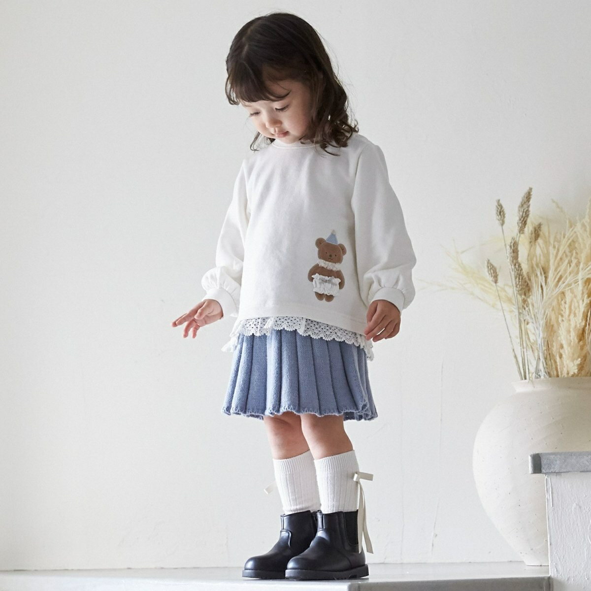 ニットプリーツスカート／プティマイン（petit main）