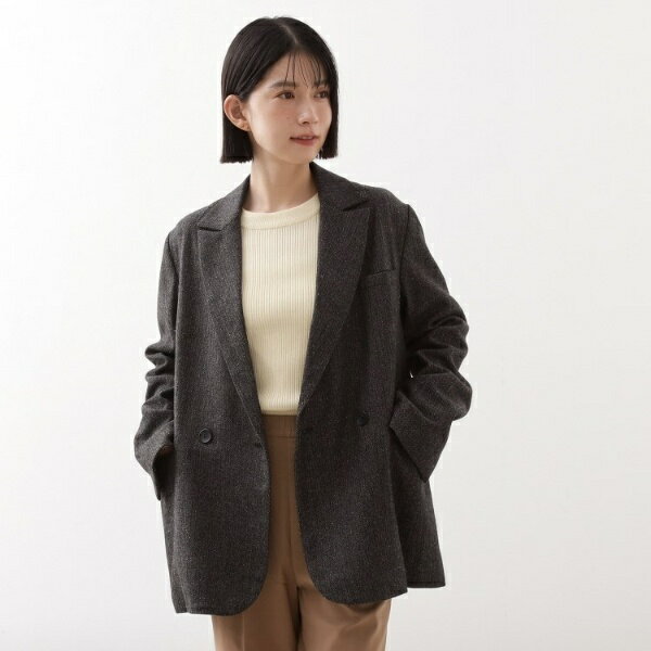 【洗えるアウター】ヘリンボーン＆チェック柄ジャケット／ザ ショップ ティーケー（THE SHOP TK）