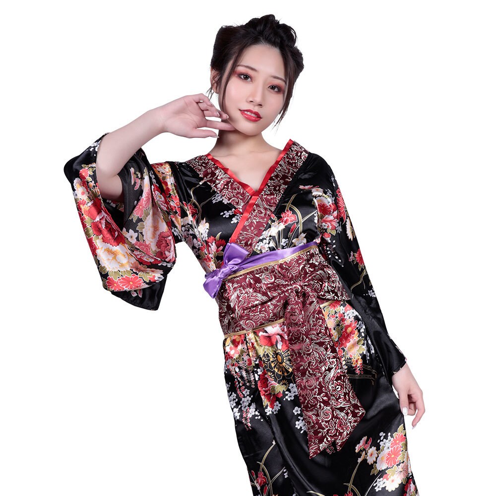 【ハロウィン】コスプレ BeWith 和風ロングドレス 花鳥風月ブラック かわいい／BeWith（BeWith）