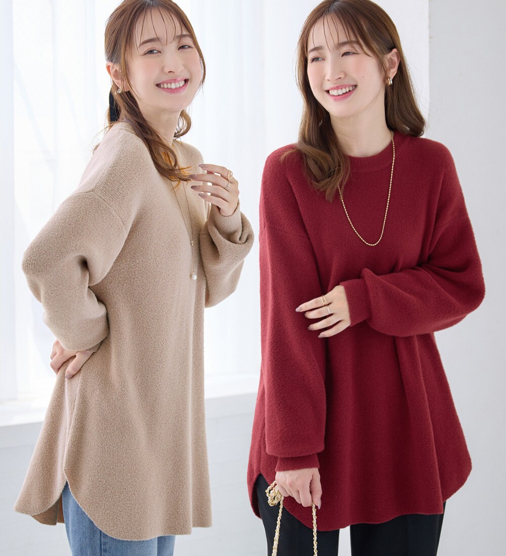 ふんわり裾ラウンドゆるニットチュニック／アロッタ（alotta）