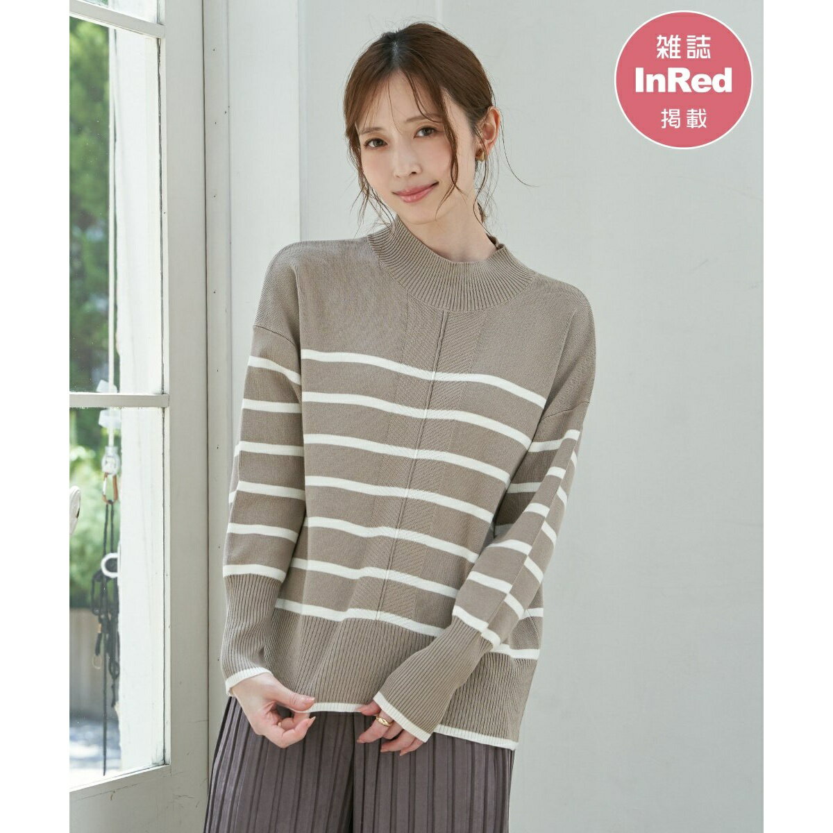 【雑誌InRed12月号掲載】コットンミックスバックスリットニット【親子コーデ】／イッカ（ikka）