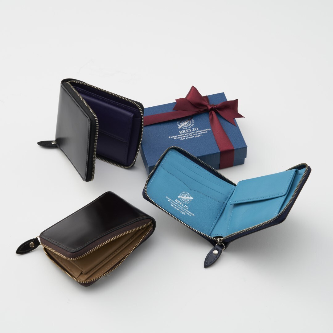 【財布】ブレイリオアトランティックレーベル｜ラウンドジップ財布 コードバン 黒／ブレイリオアトランティックレーベル（BRELIO ATLANTICLABEL）