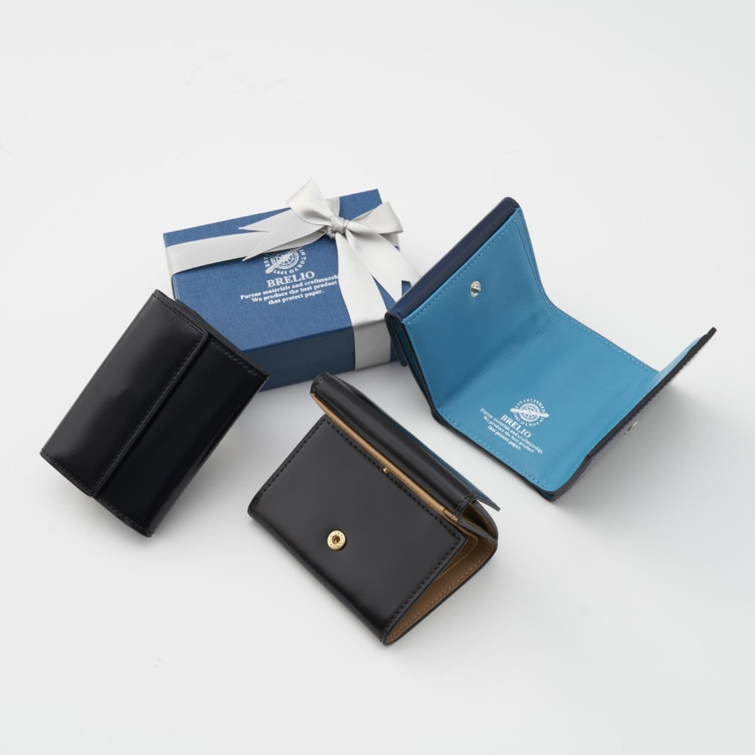 【財布】ブレイリオアトランティックレーベル｜三つ折り財布 コードバン 青／ブレイリオアトランティックレーベル（BRELIO ATLANTICLABEL）