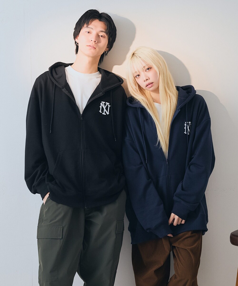 【SAVIER：サビアー】NY ロゴ刺繍 ショート丈 フルジップパーカー 【セットアップ可能】／サビアー（SAVIER）
