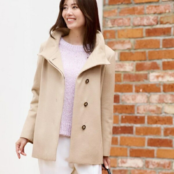 【衿が顔に当たらない◎】スタンドネックミドルコート／リフレクト（Reflect）