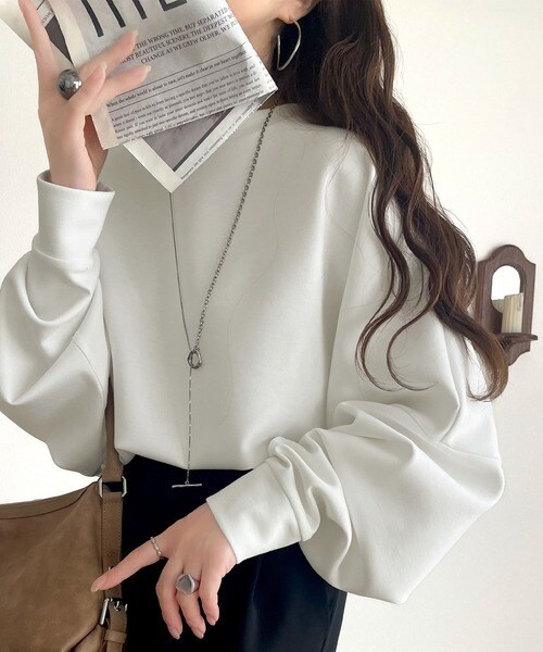 《JaVaジャバ コラボ》上品な抜け感と艶感◎ドルマンダンボール素材ビッグトレーナー(長袖)/クラシカルエルフ(Classical Elf)