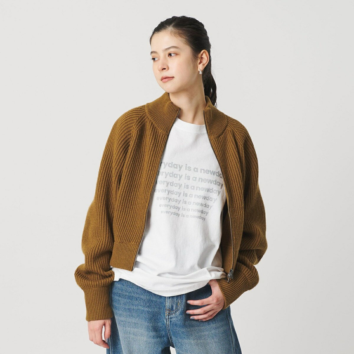 ウールブレンドアゼ ジップショートカーディガン／ビューティー＆ユース ユナイテッドアローズ（BEAUTY＆YOUTH）