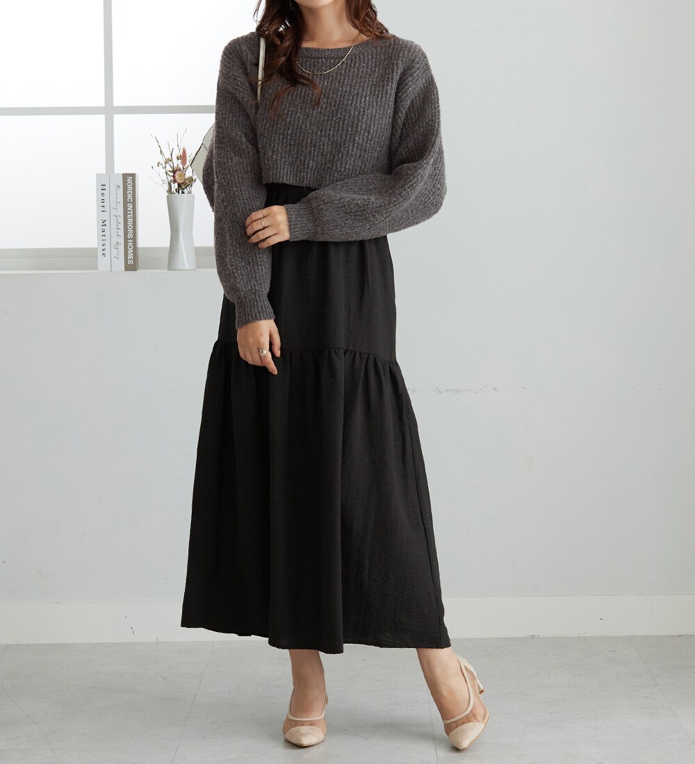 2点セット　ニットトップス＋キャミワンピ／アロッタ（alotta）