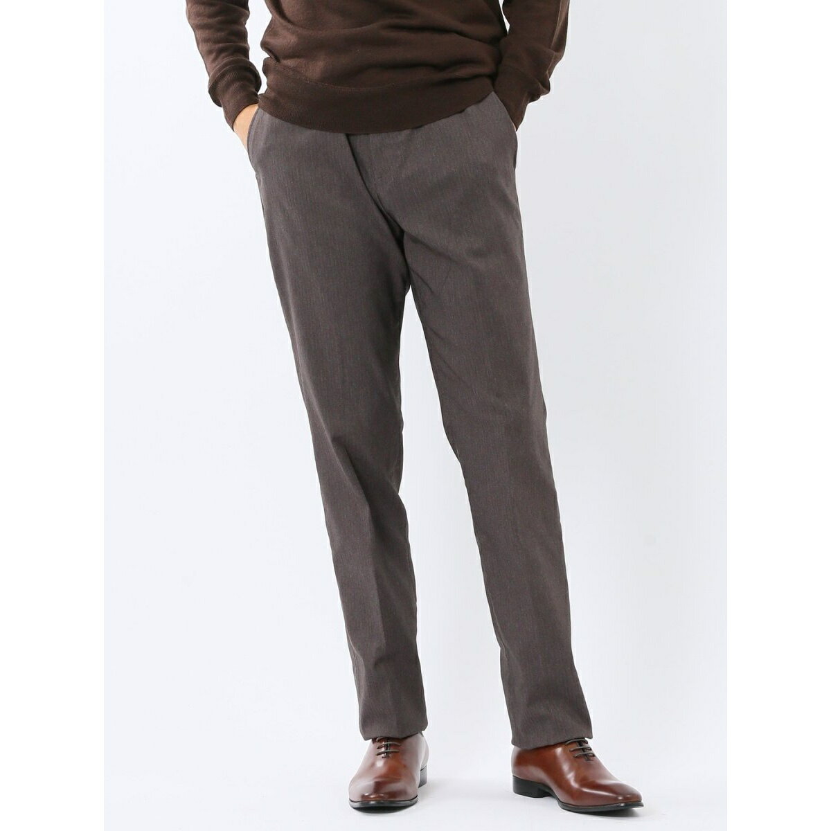 【ストレッチ ウォッシャブル 裏起毛】タカキュー ノータックスラックス 茶(セットアップ可能)／タカキュー（TAKA-Q）