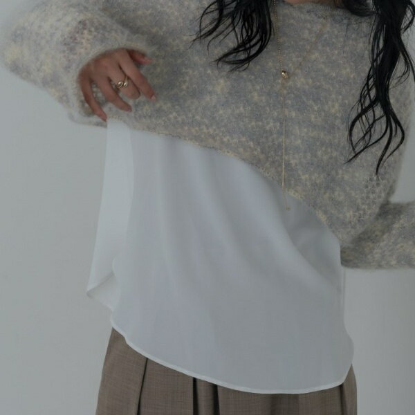 ボートネックジョーゼットブラウス／ギャレスト（GALLEST）