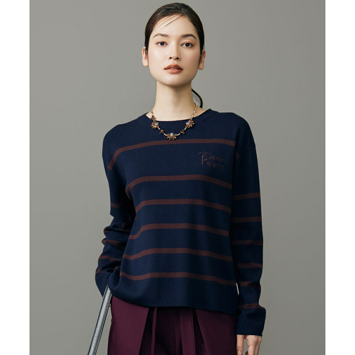 コットンウールハイゲージボーダー ニット／自由区（JIYU-KU）