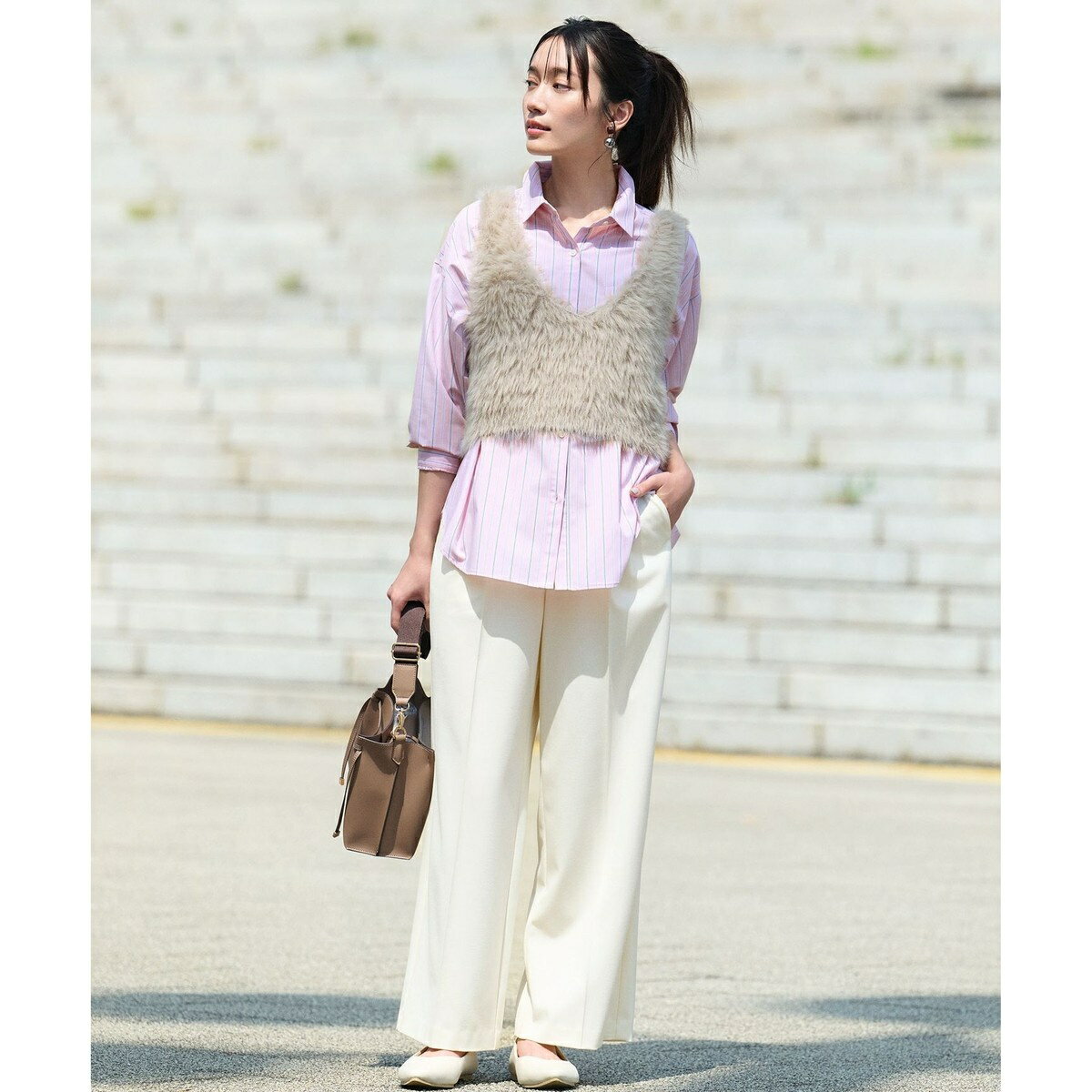 【LEE掲載/6サイズ展開/裏起毛/ウエストゴム】ウォームワイドパンツ／エニィ（ANY）