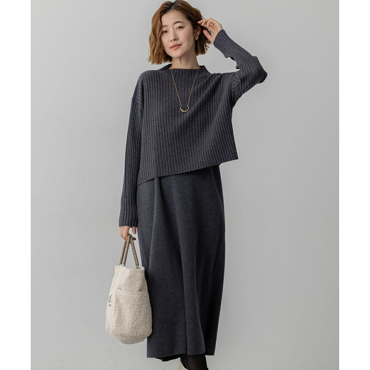 【洗える】レイヤードニットツイン ワンピース／23区（23KU）