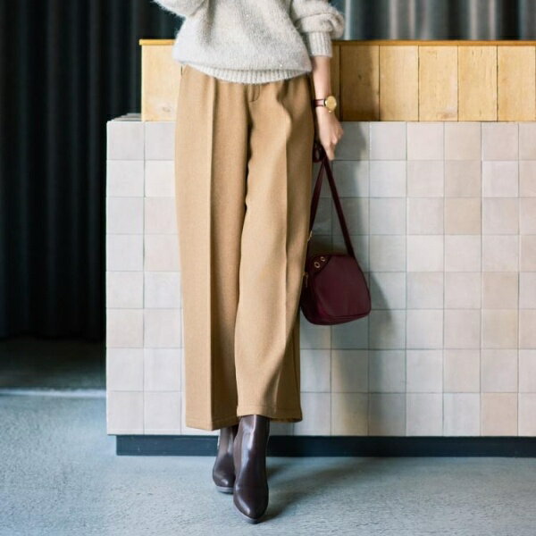 【着丈選べる】ウールフィール裏起毛ワイドパンツ／シューラルー（SHOOLARUE）のサムネイル