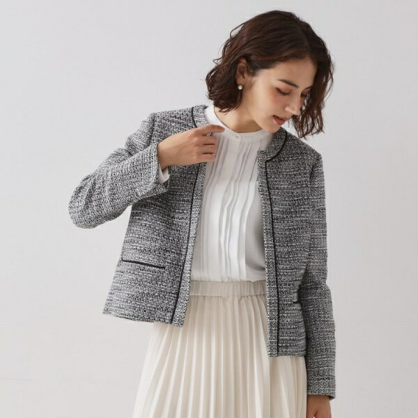 ≪通勤・セレモニー対応≫ コットンツイードジャケット／オペークドットクリップ（OPAQUE.CLIP）
