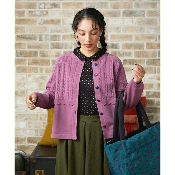 Feston スカラップニットカーディガン／ホコモモラ（JOCOMOMOLA）