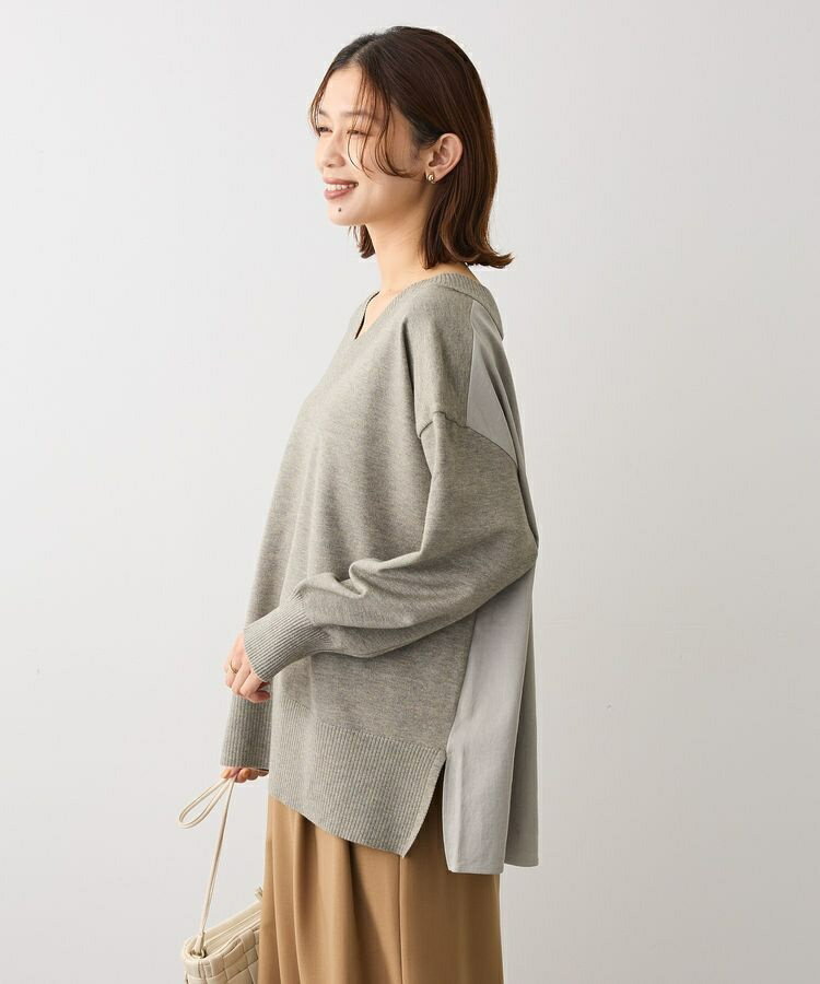 異素材切替ニットチュニック／グリーンパークス（Green Parks）