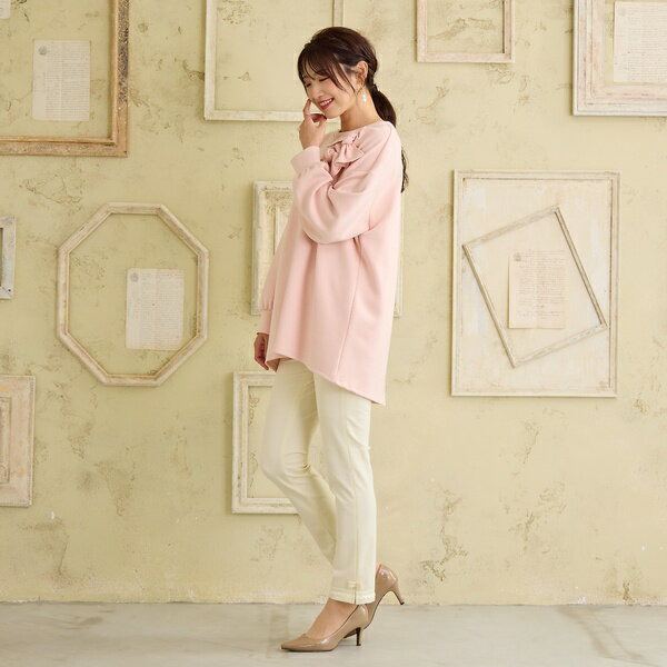 【伸縮性◎/ストレッチ発熱】裾リボンレギンスパンツ／ローズティアラ（Rose Tiara）