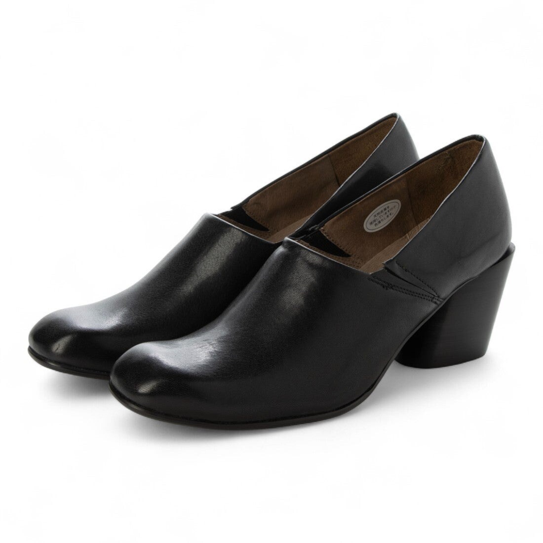 25秋冬新作6cmラウンドトウ本革スリッポンパンプス／ワークス（works）