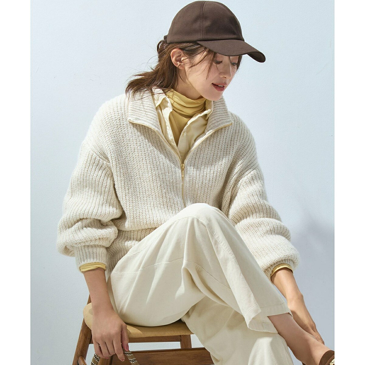 【洗える】スパンコールバルキー ダブルジップ ニットブルゾン／23区（23KU）