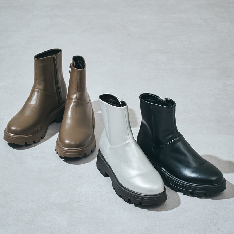 厚手クッション入り【25秋冬新作】タンクソールラウンドショートブーツ/52409／オリエンタルトラフィック（ORiental TRaffic）