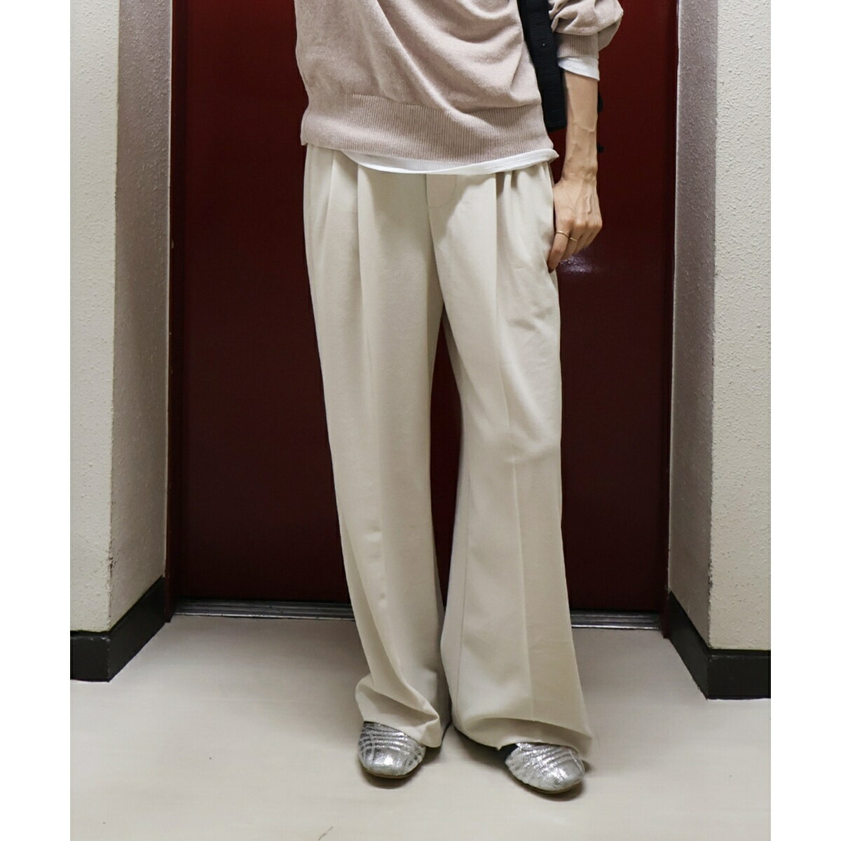 楽天丸井（マルイ）楽天市場店《スタイルアップ効果も抜群》AL ストレッチタックストレートパンツ／ルクールブラン（le.coeur blanc）