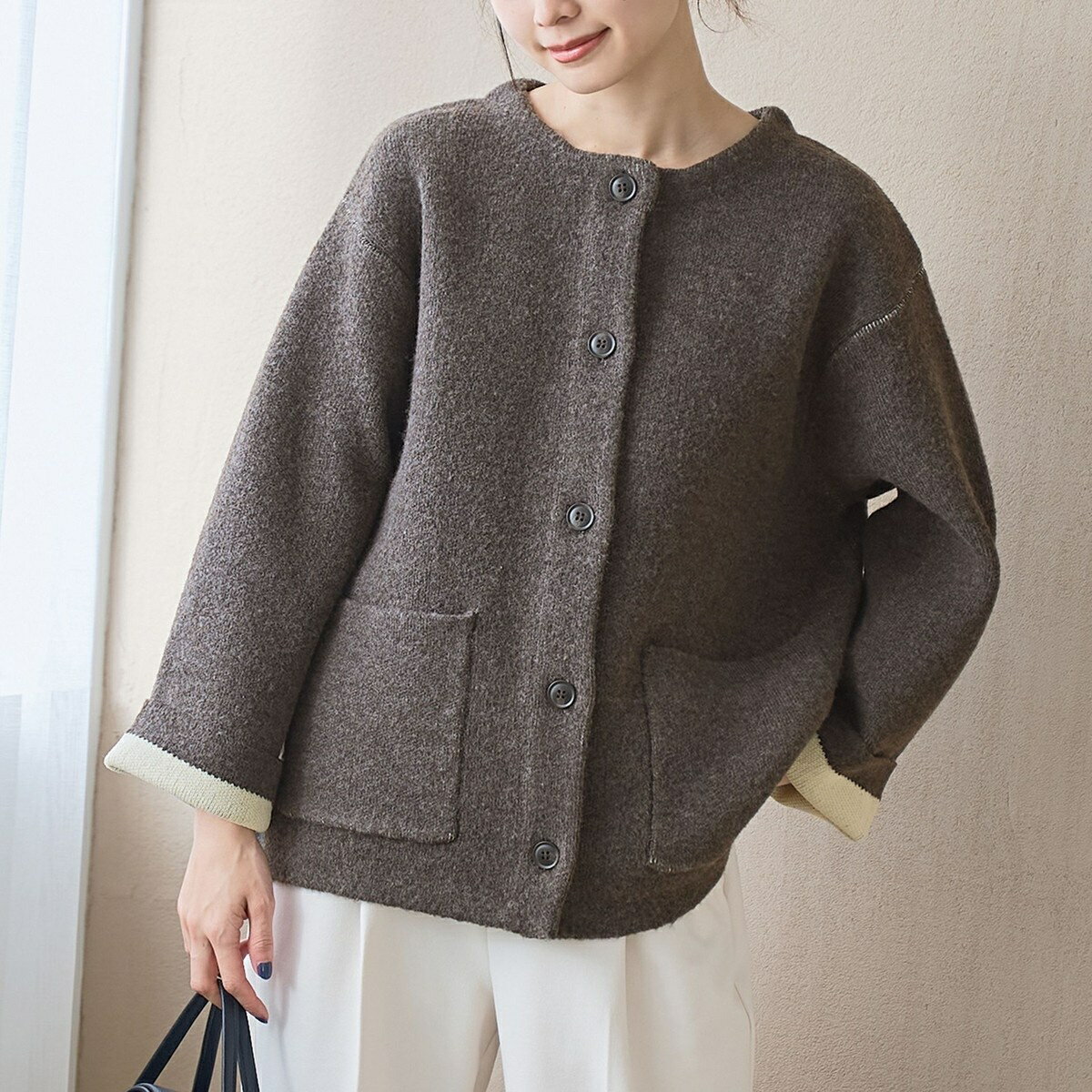 ダブルフェイス アウターライクニットカーディガン／コーエン（coen）