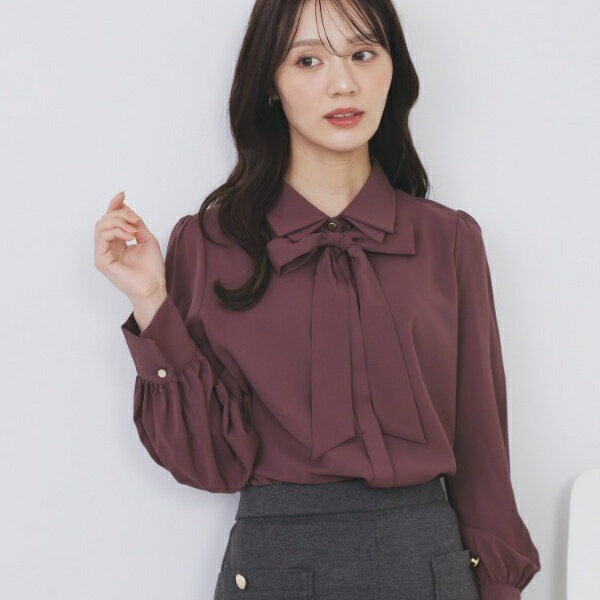 2枚衿ボウタイブラウス【洗濯機OK防シワイージーアイロン】／インデックス（index）