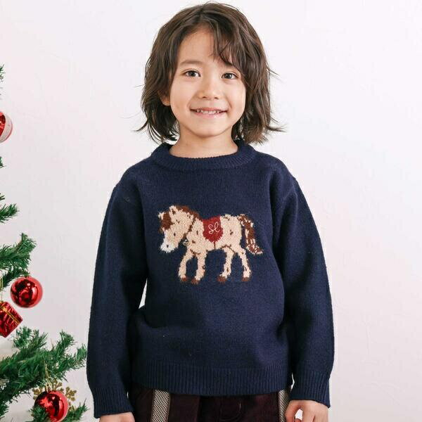 ウマクマネコアニマルモチーフニットトップス(80~130cm)／スラップスリップ（SLAP SLIP）