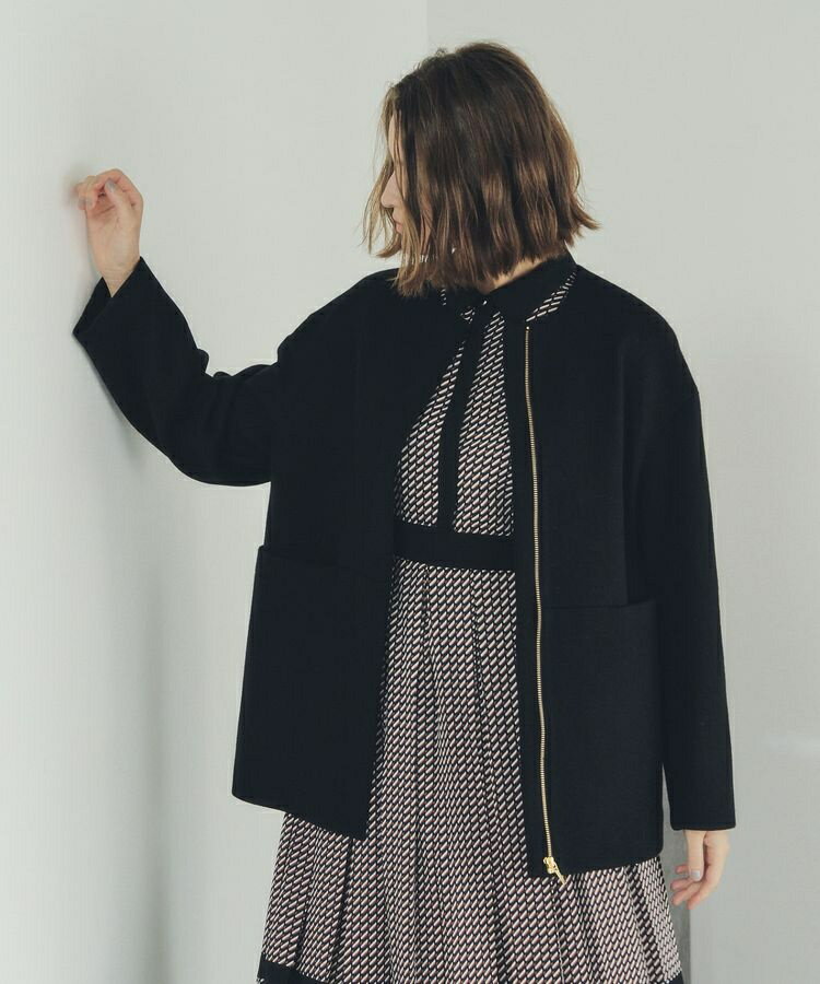 【国産ウール使用】ノーカラーミドル丈ウールコート／イェッカ ヴェッカ（YECCA VECCA）