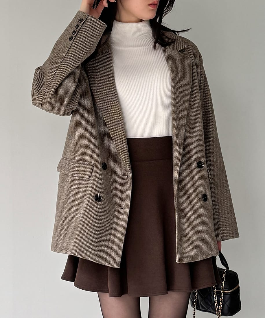 チェック柄ジャケットコート／ジュノア（JUNOAH）