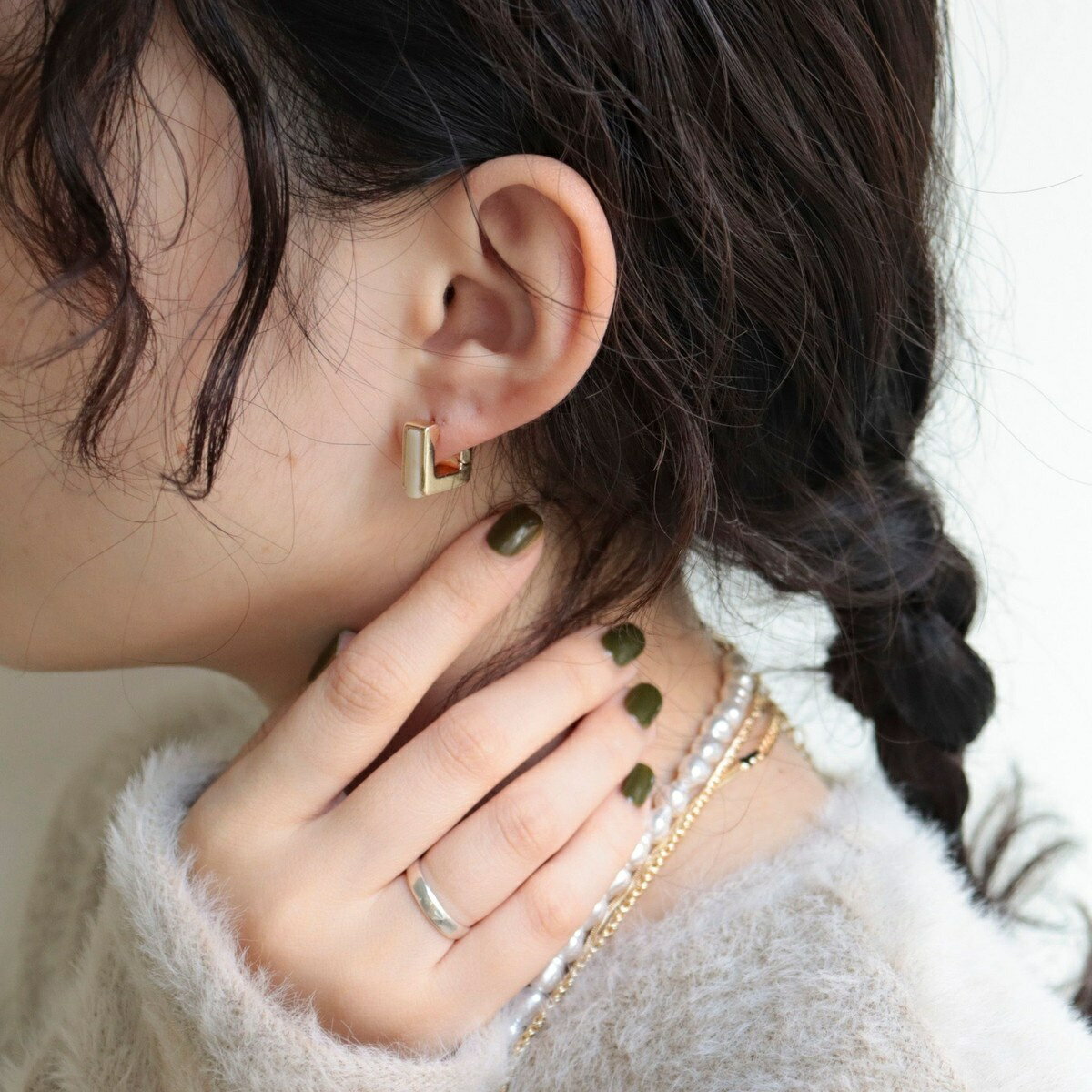 スクエアワンタッチピアス／フレディエミュ（fredy emue）