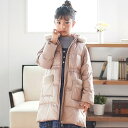 【撥水加工】タフタウエストギャザーファーフード中綿コート(100~160cm)/ベベ(BeBe)