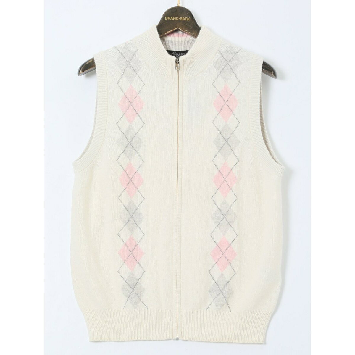 【大きいサイズ】グランバック カシミヤ100％ フルジップ ニットベスト／グランバック（GRAND-BACK）