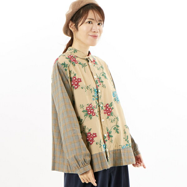 レーヨンナイロンアクリルトレイリングブルームカットジャカード+コットンツイルブラウス／スーパーハッカ（SUPER HAKKA）